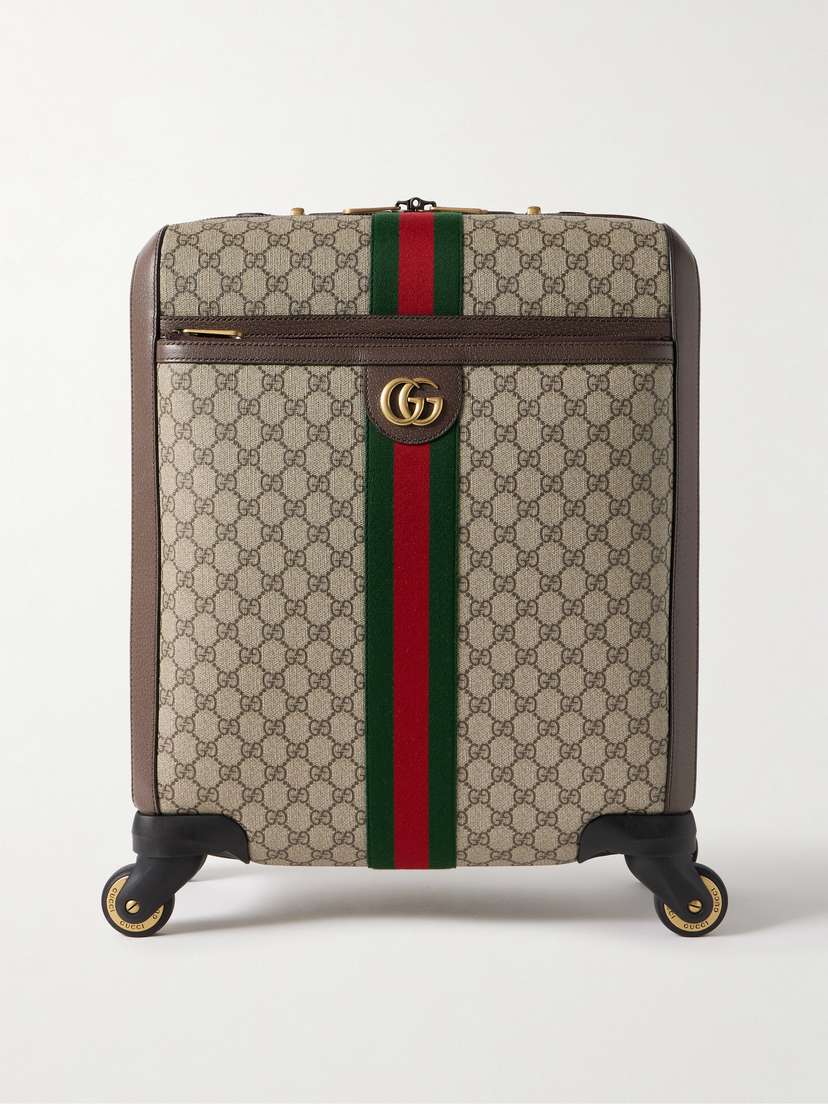 Gucci Savoy Leather-trimmed Printed Coated-canvas Suitcase