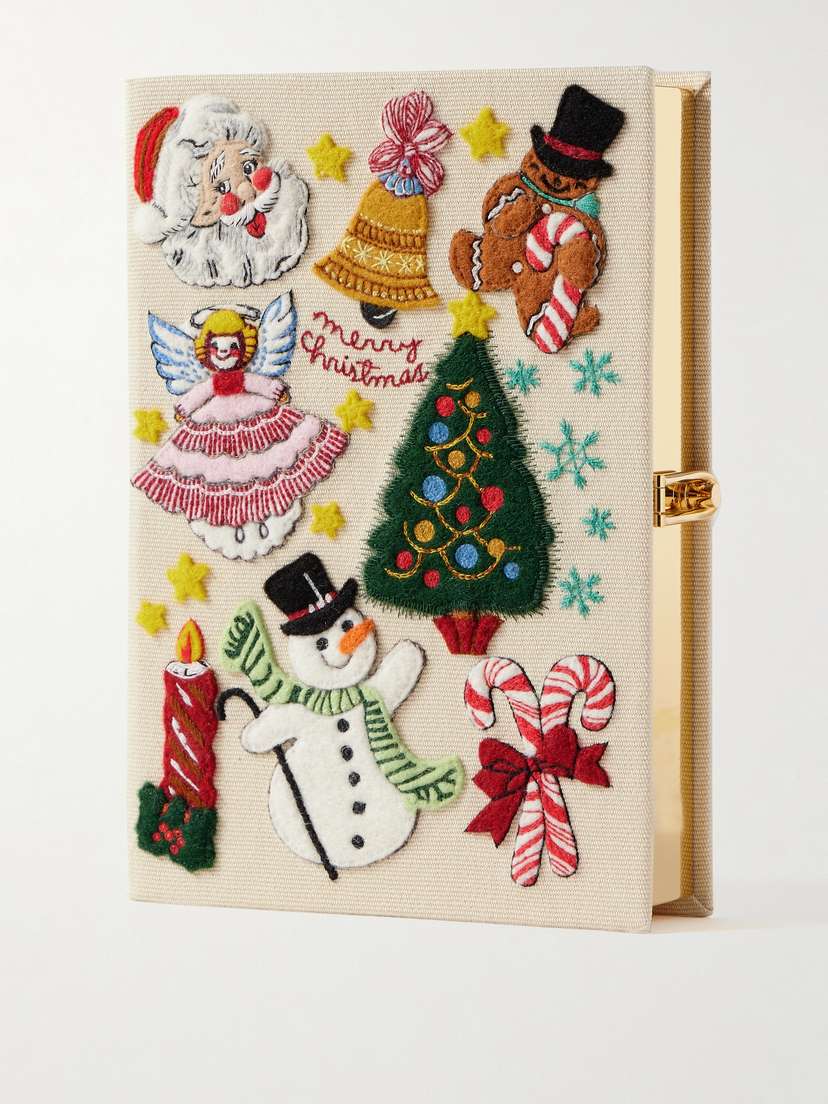 Olympia Le-Tan Seasons Greetings Embroidered Appliquéd Canvas Clutch
