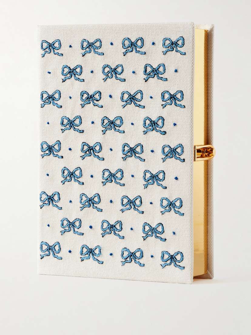 Olympia Le-Tan Something Blue Embroidered Canvas Clutch