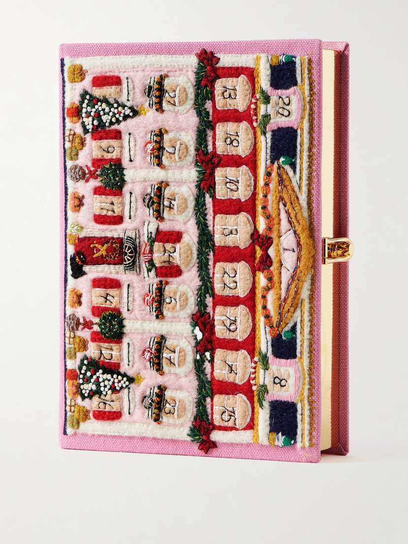 Olympia Le-Tan Countdown To Christmas Embroidered Appliquéd Canvas Clutch