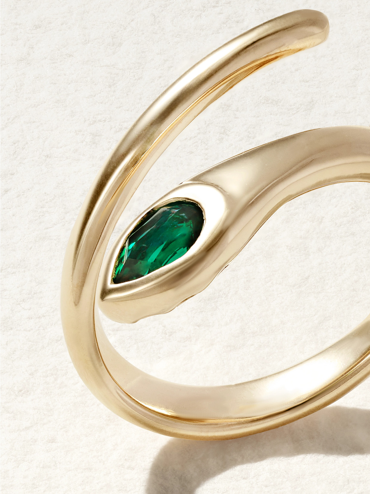 Alison Lou Tear 14-karat Gold Laboratory-grown Emerald Ring In Gold