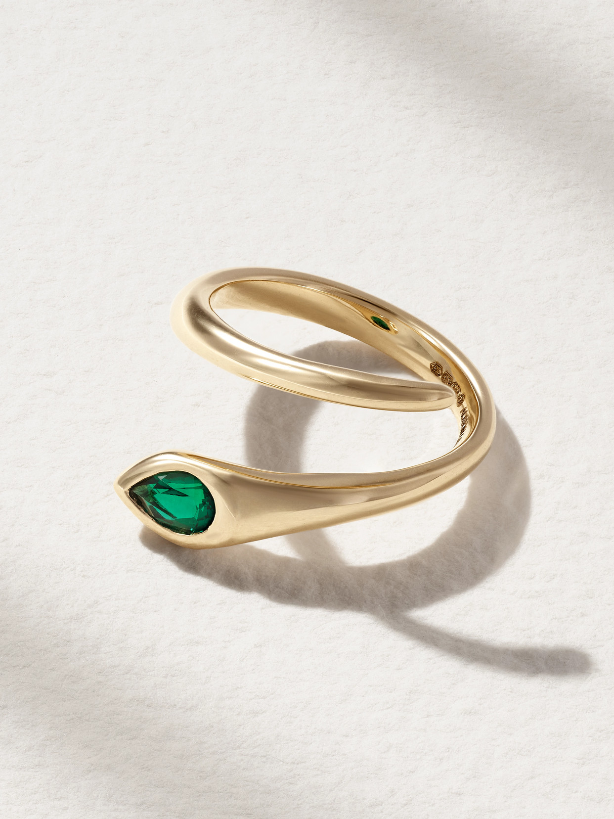 Alison Lou - Tear 14-karat Gold Laboratory-grown Emerald Ring - 7