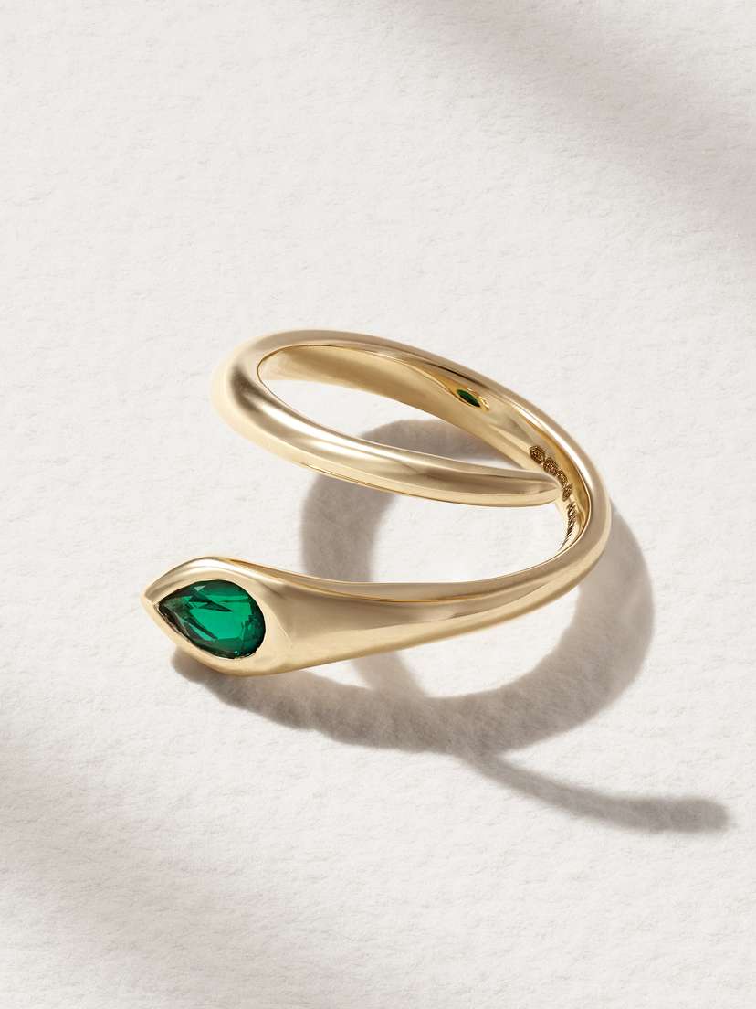 Alison Lou Tear 14-karat Gold Laboratory-grown Emerald Ring
