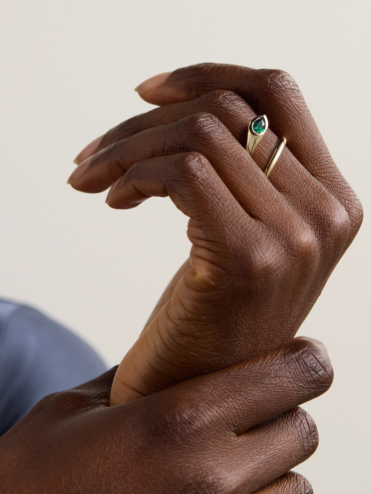Alison Lou Tear 14-karat Gold Laboratory-grown Emerald Ring In Gold