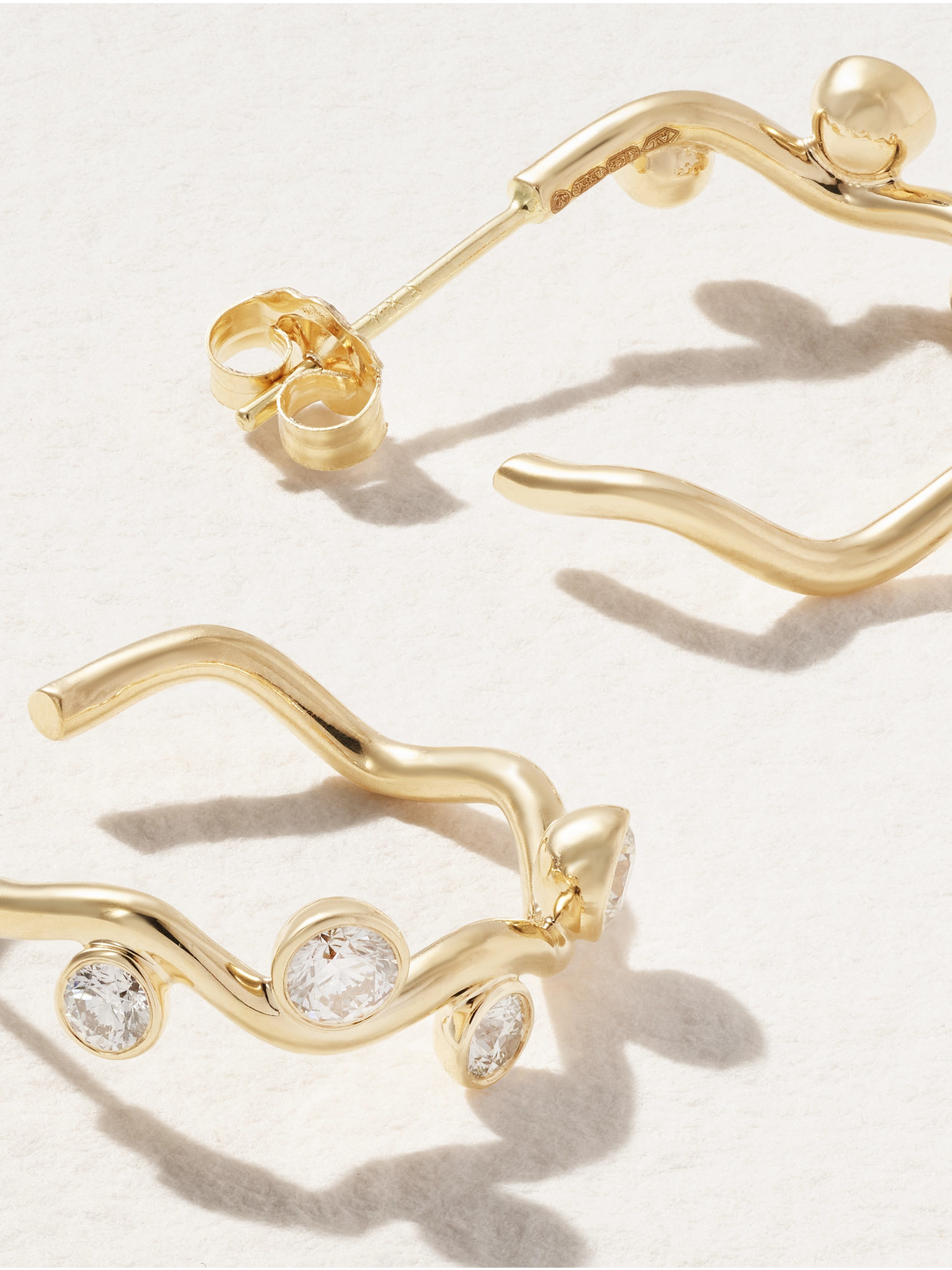 Alison Lou Ziggy 14-karat Gold Diamond Hoop Earrings In Gold