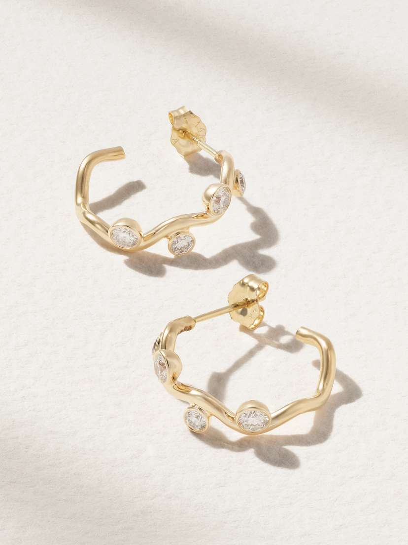Alison Lou Ziggy 14-karat Gold Diamond Hoop Earrings