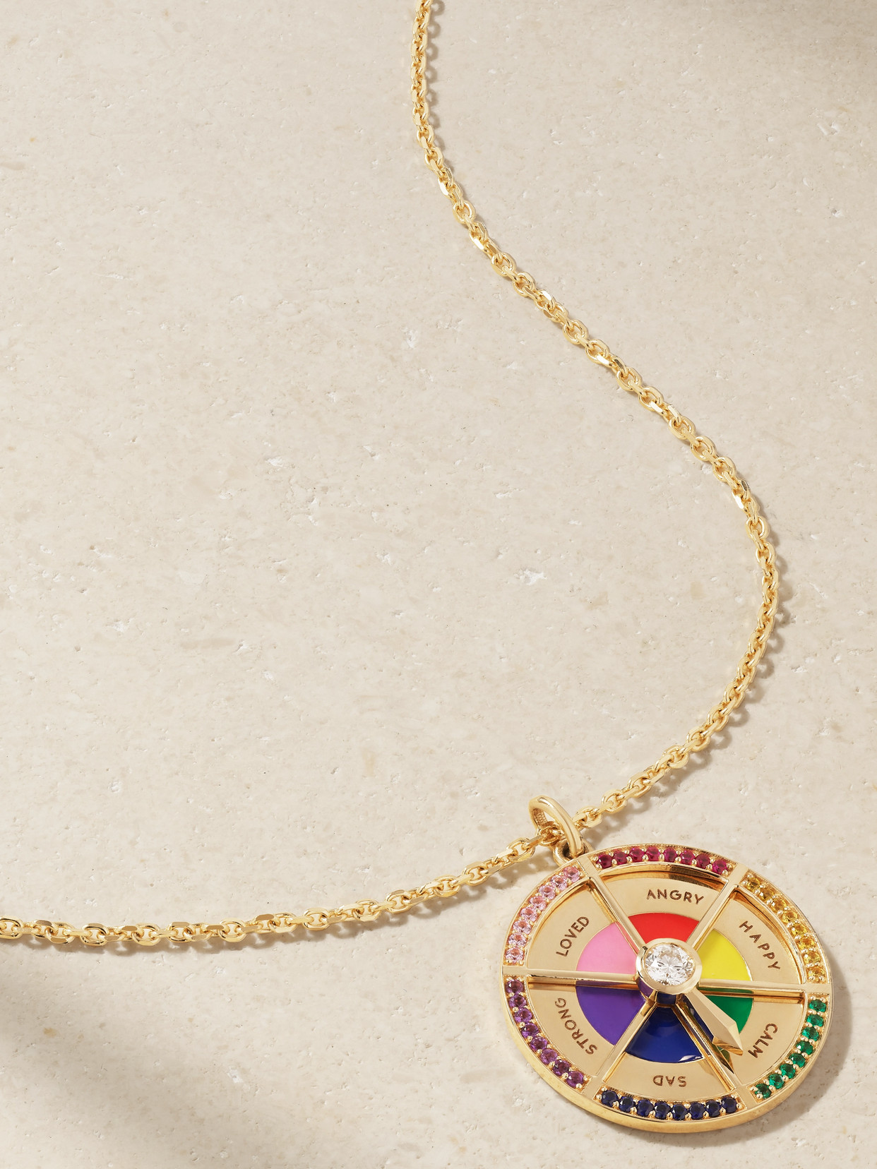 Alison Lou In Your Feels Wheel 14-karat Gold And Enamel Multi-stone Necklace In Gold