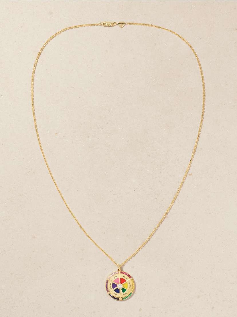 Alison Lou In Your Feels Wheel 14-karat Gold And Enamel Multi-stone Necklace