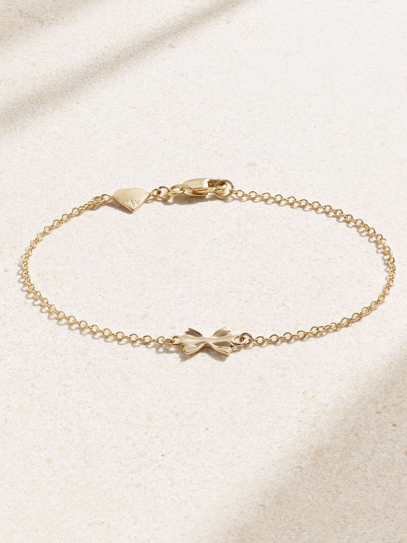 Alison Lou Mini Bowtie 14-karat Gold Bracelet