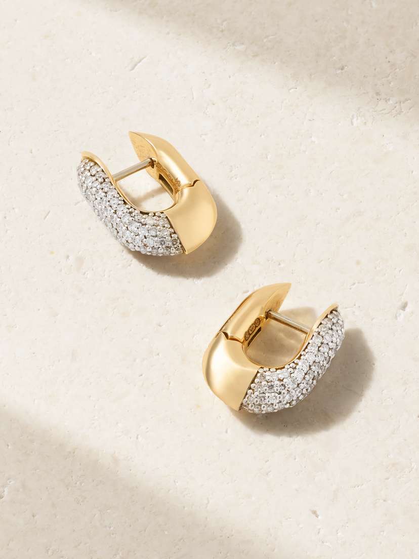 Uniform Object Shard 18-karat Gold Diamond Hoop Earrings