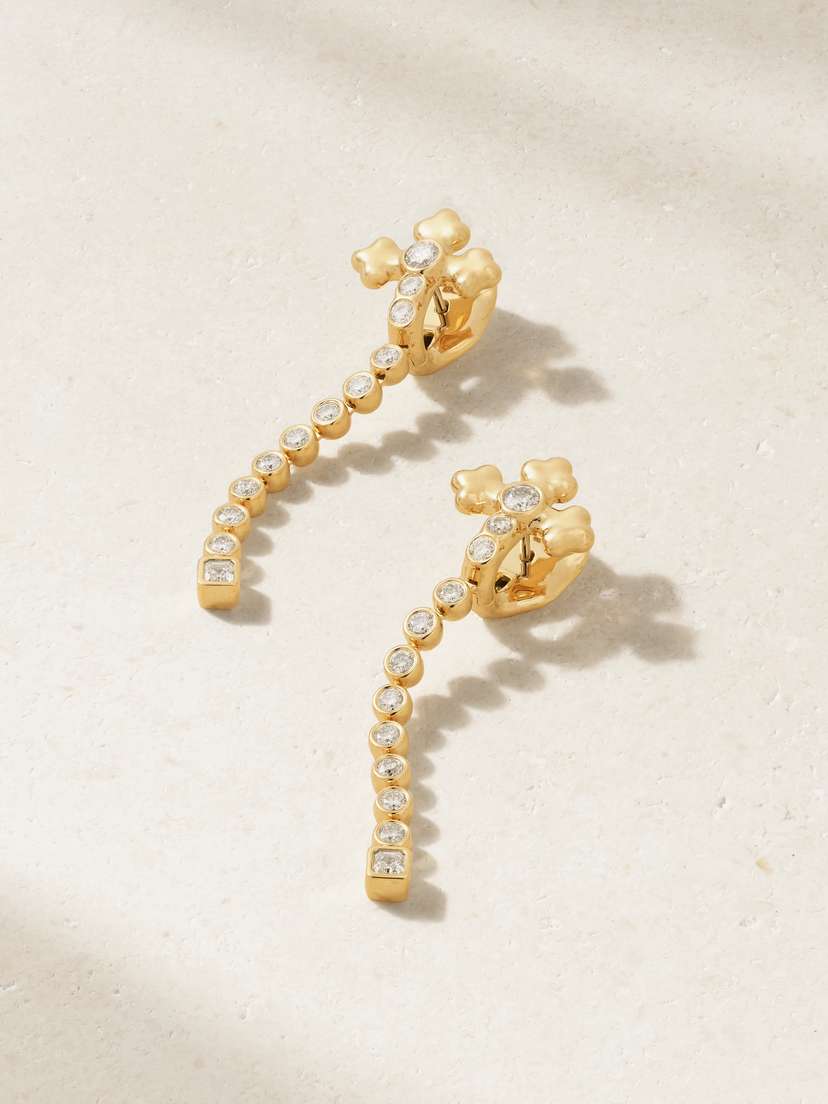 Uniform Object Cross Medium 18-karat Gold Diamond Earrings
