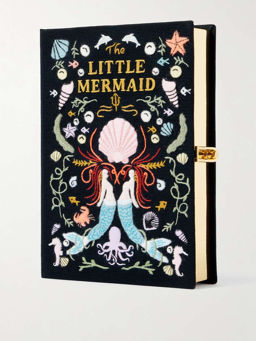 Olympia Le-Tan Little Mermaid Embroidered Appliquéd Canvas Clutch