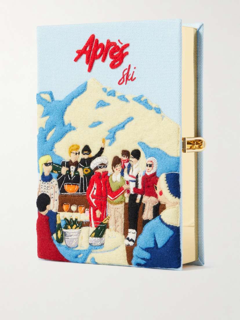 Olympia Le-Tan Apres Ski Embroidered Appliquéd Canvas Clutch