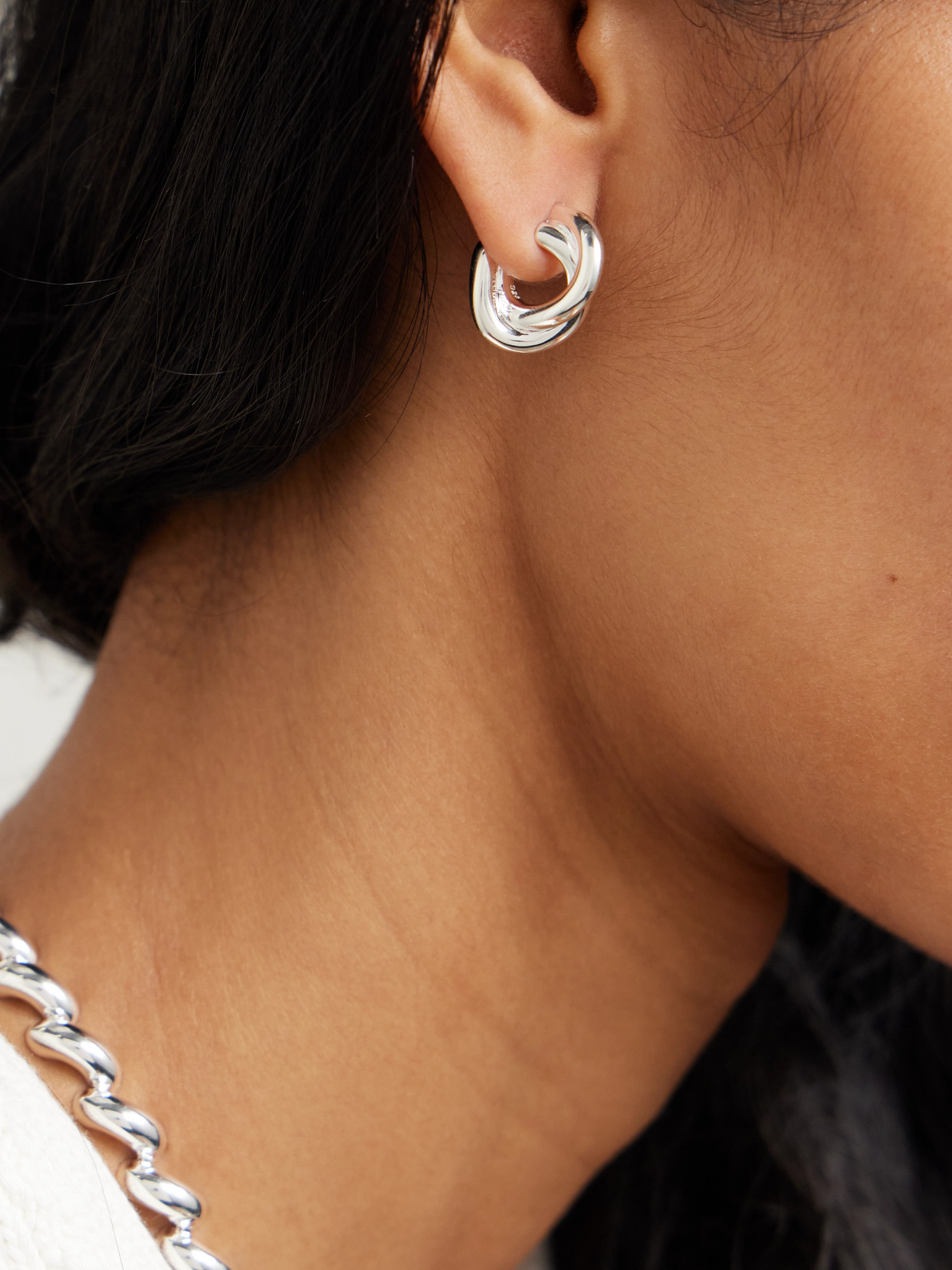 Lie Studio The Diana Sterling Silver Hoop Earrings In Silver