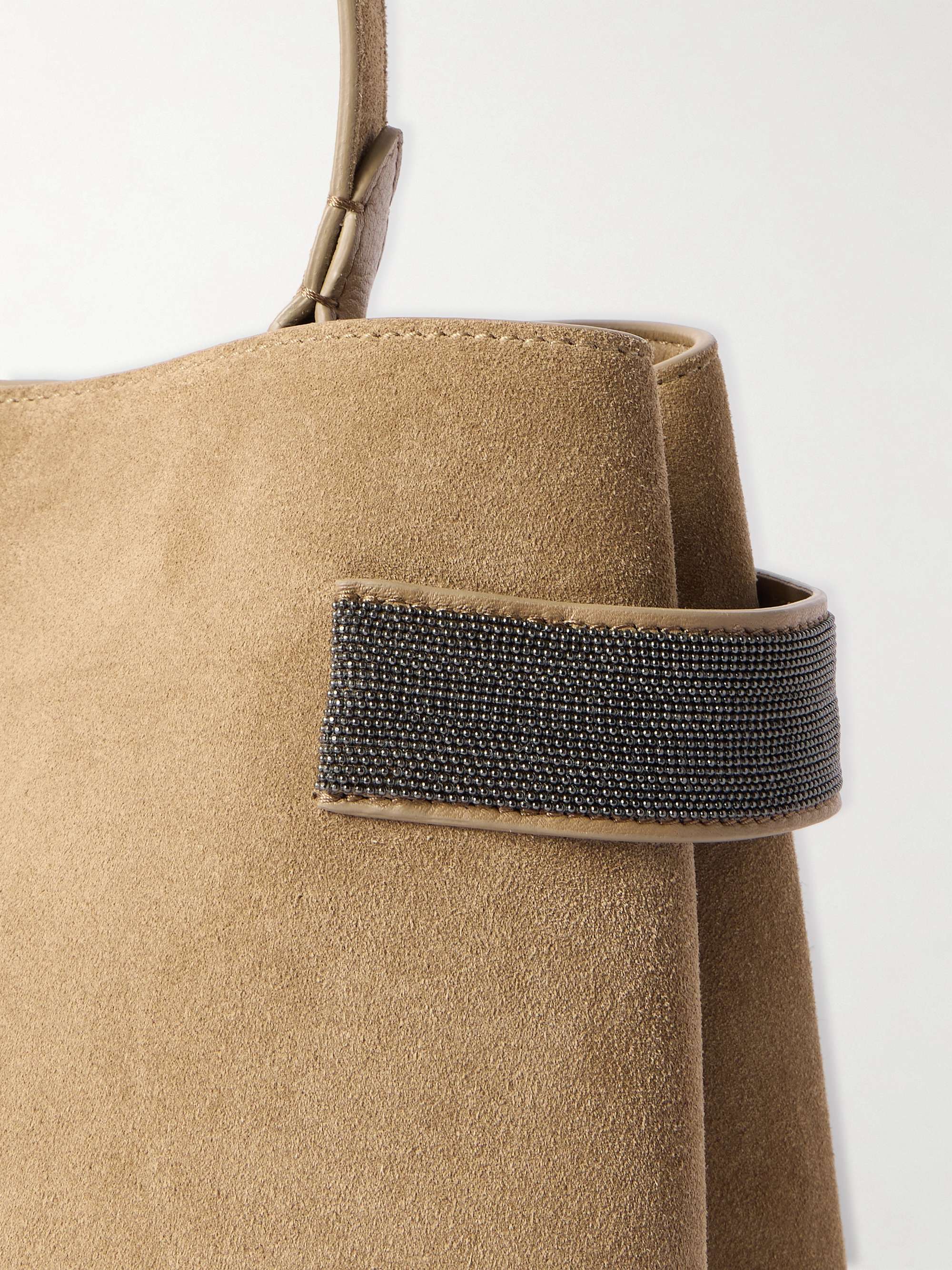 BRUNELLO CUCINELLI Bead-embellished suede shoulder bag | NET