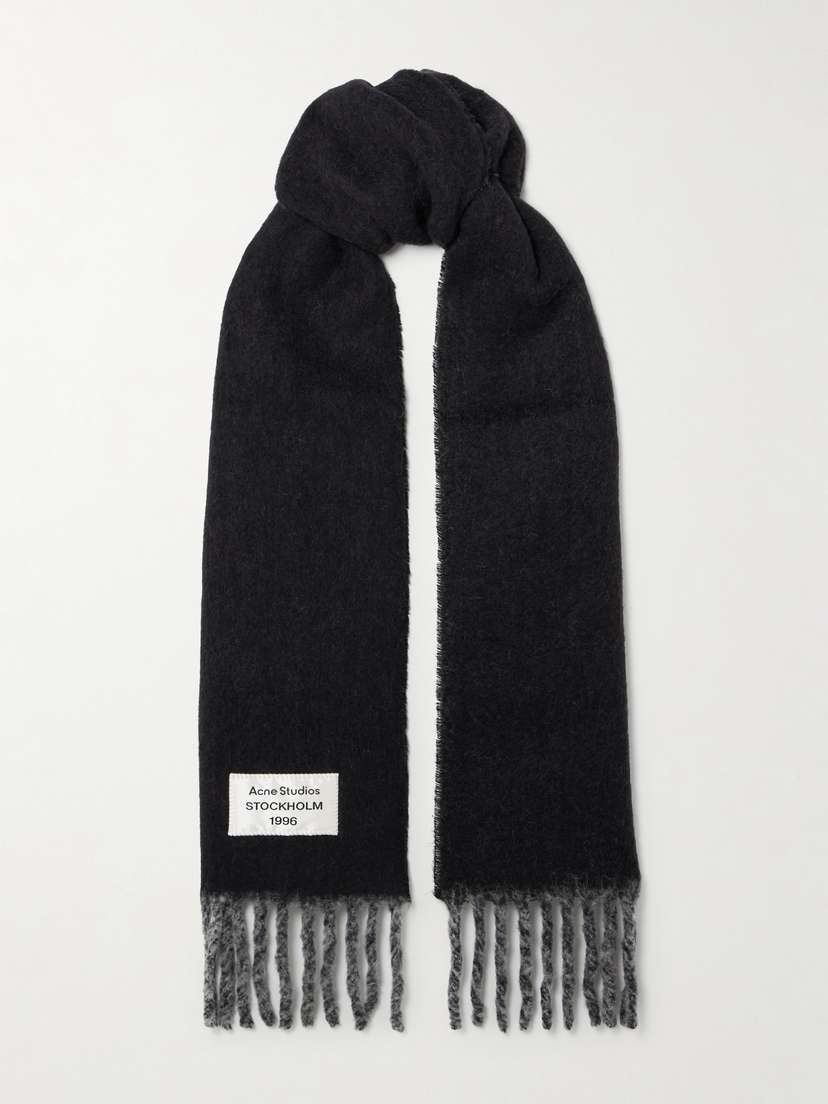 Acne Studios Two-tone Fringed Appliquéd Alpaca-blend Scarf