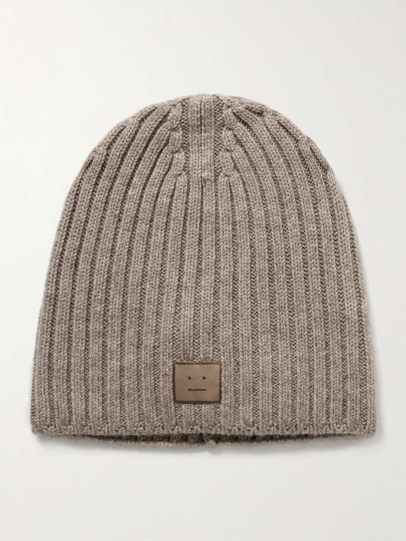 Acne Studios Appliquéd Ribbed Wool Beanie