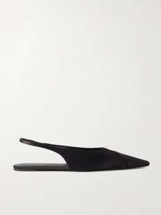 SL BABYLONE SLINGBACK FLAT BLACK SATIN CREPE