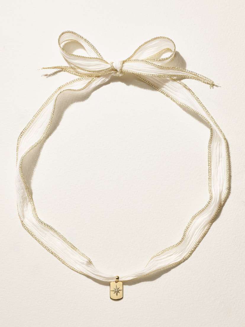 Mizuki 14-karat Gold, Diamond And Crepon Necklace