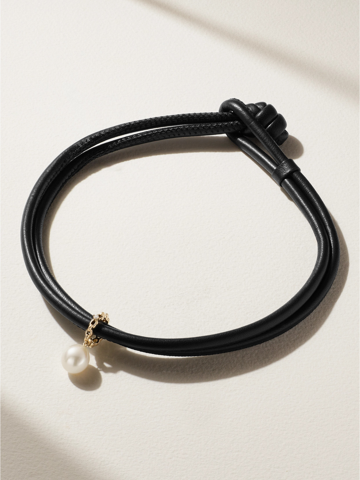 Mizuki Sea Of Beauty 14-karat Gold, Pearl, Diamond And Leather Choker In Unknown
