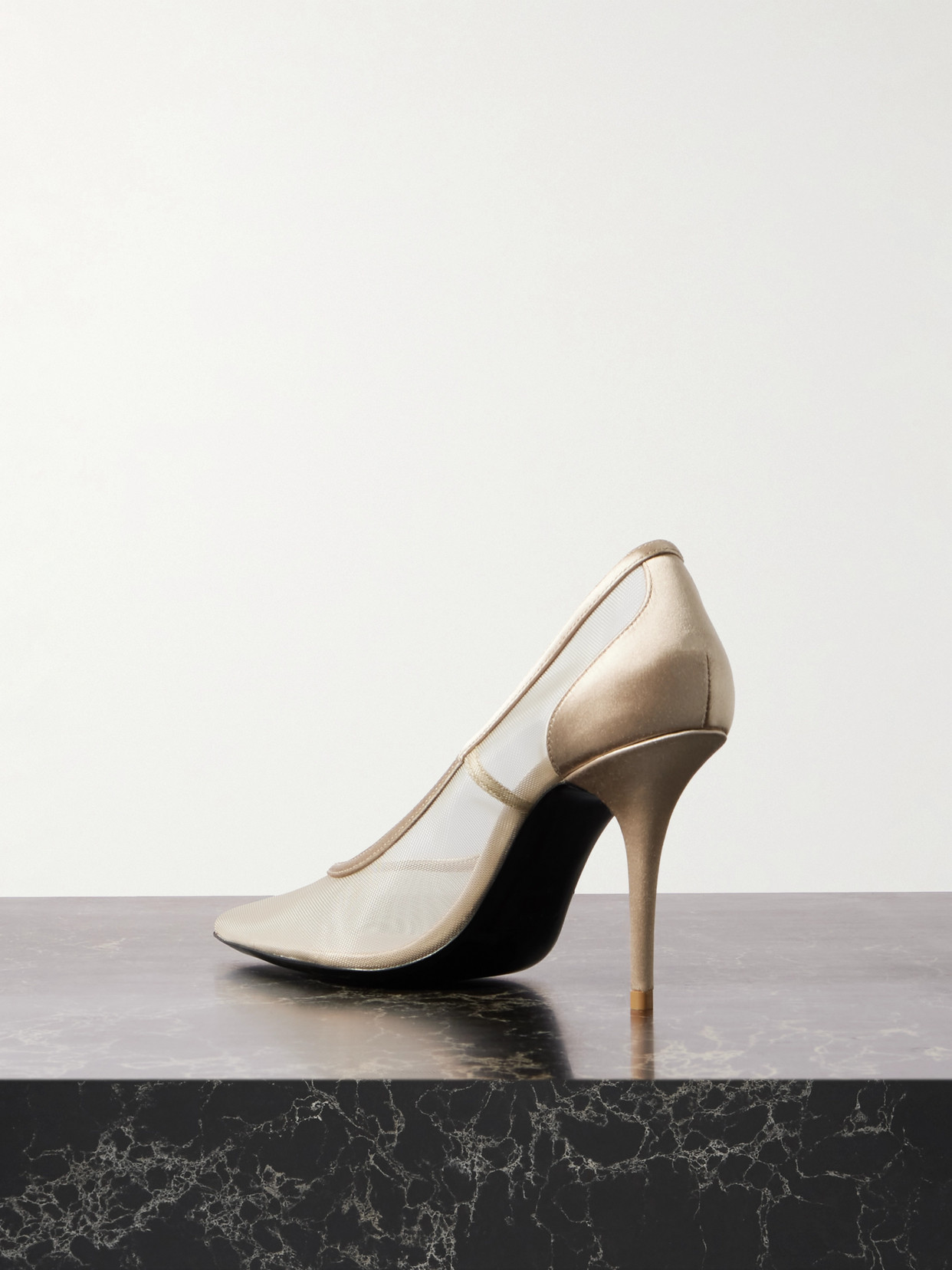 Saint Laurent Norma Satin-trimmed Mesh Pumps In Neutrals