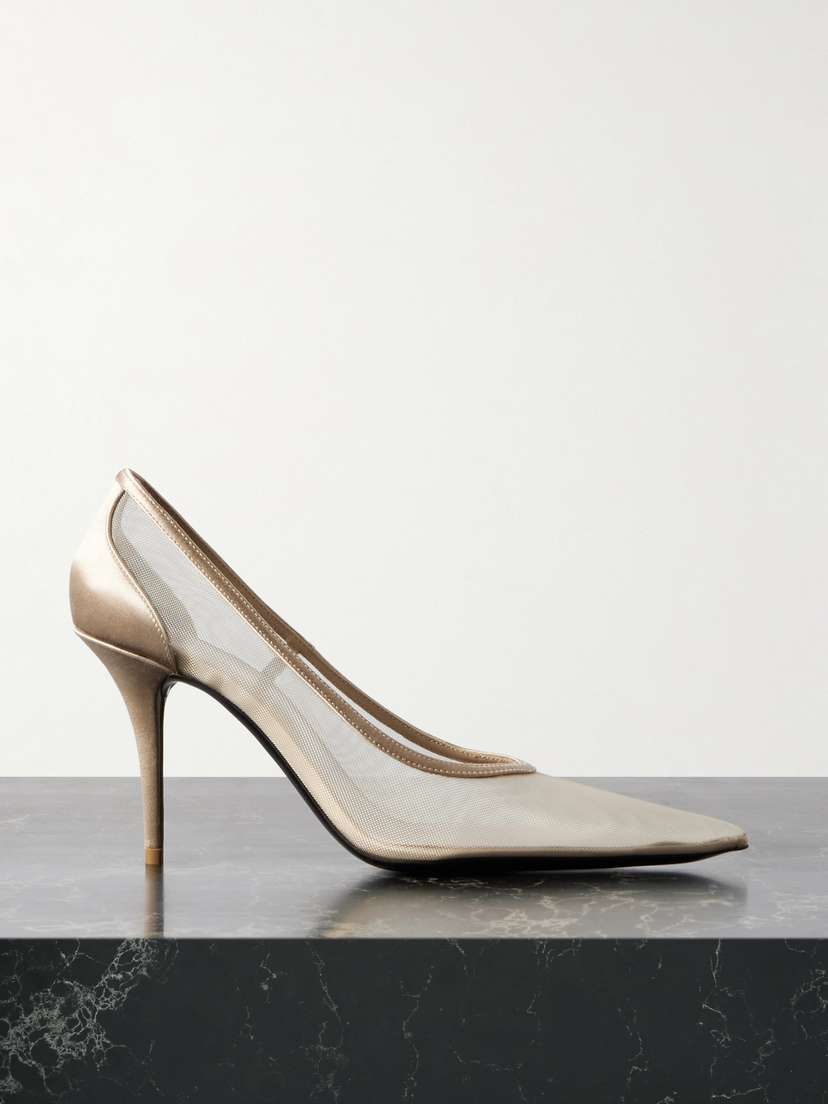 Saint Laurent Norma Satin-trimmed Mesh Pumps