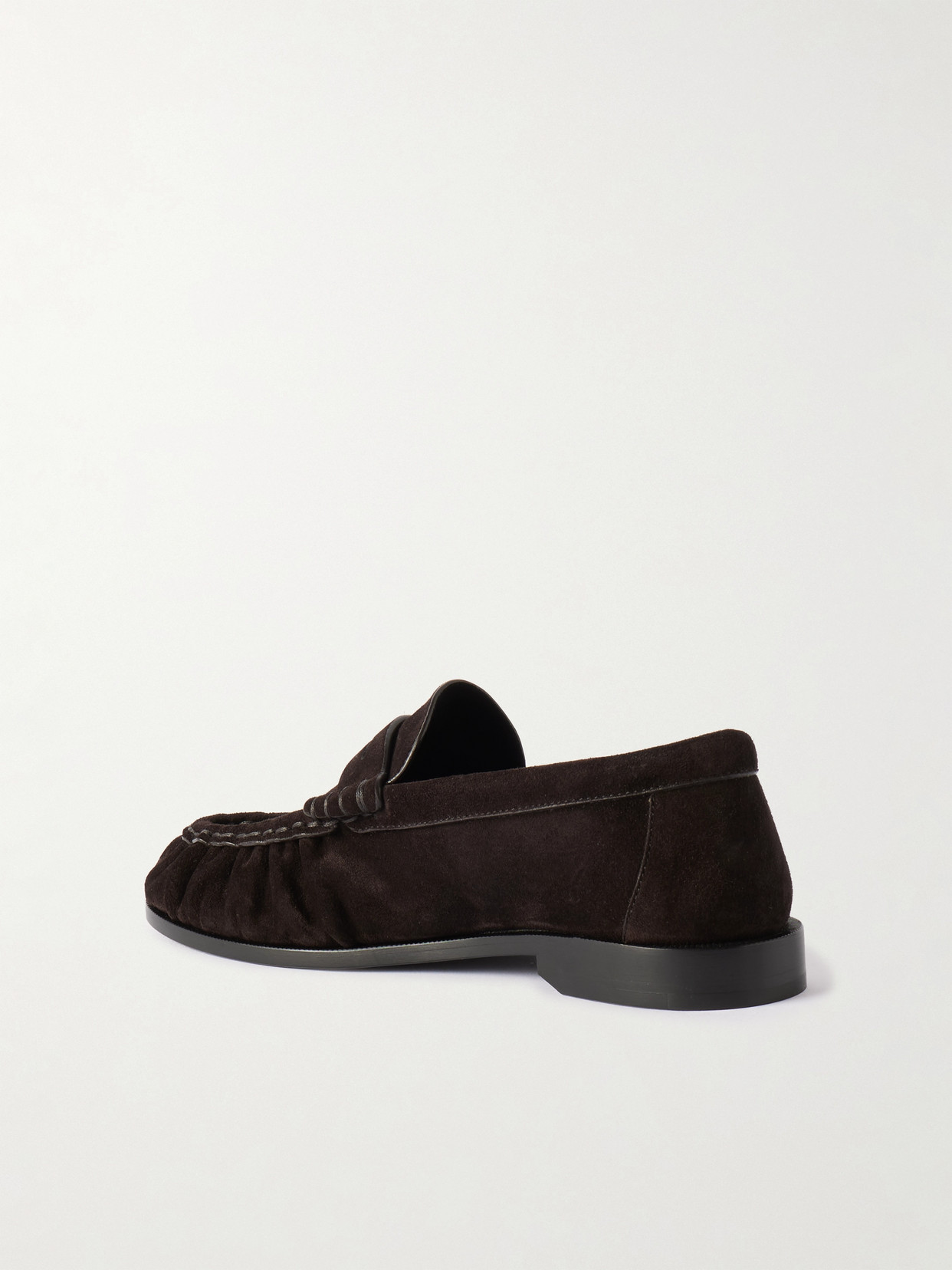 SAINT LAURENT LE LOAFER LOGO-EMBELLISHED SUEDE LOAFERS