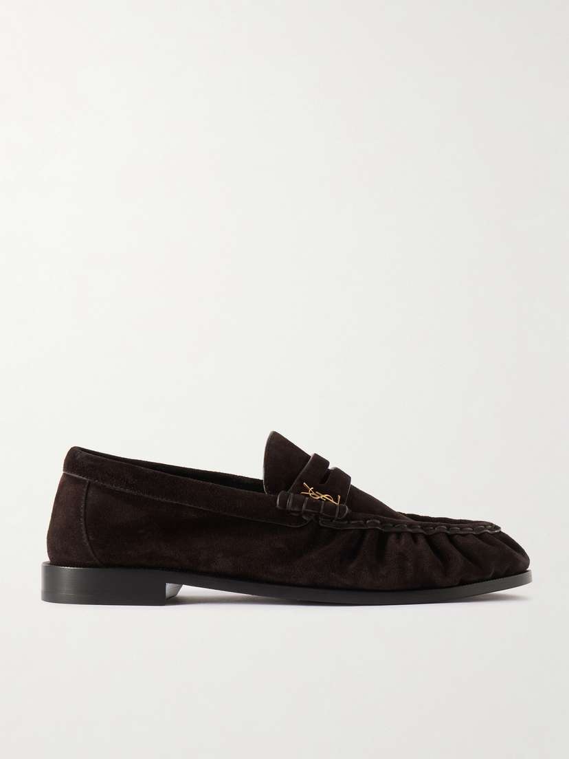 Saint Laurent Le Loafer Logo-embellished Suede Loafers