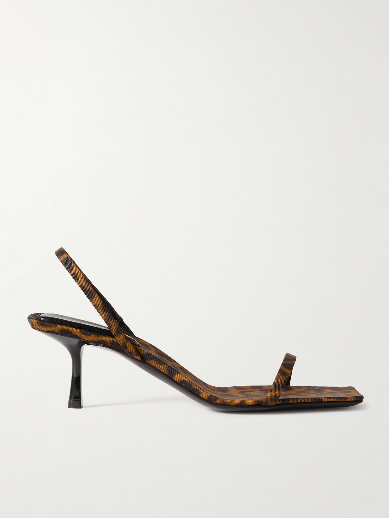 Saint Laurent Jaspe 55 Leopard-print Grosgrain Sandals In Black