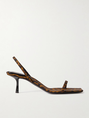Saint Laurent Jaspe leopard-print faille slingback sandals
