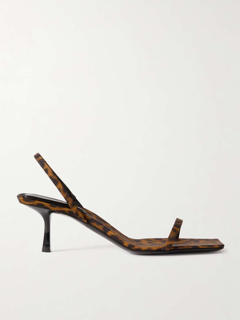 Saint Laurent Jaspe Leopard-print Faille Slingback Sandals