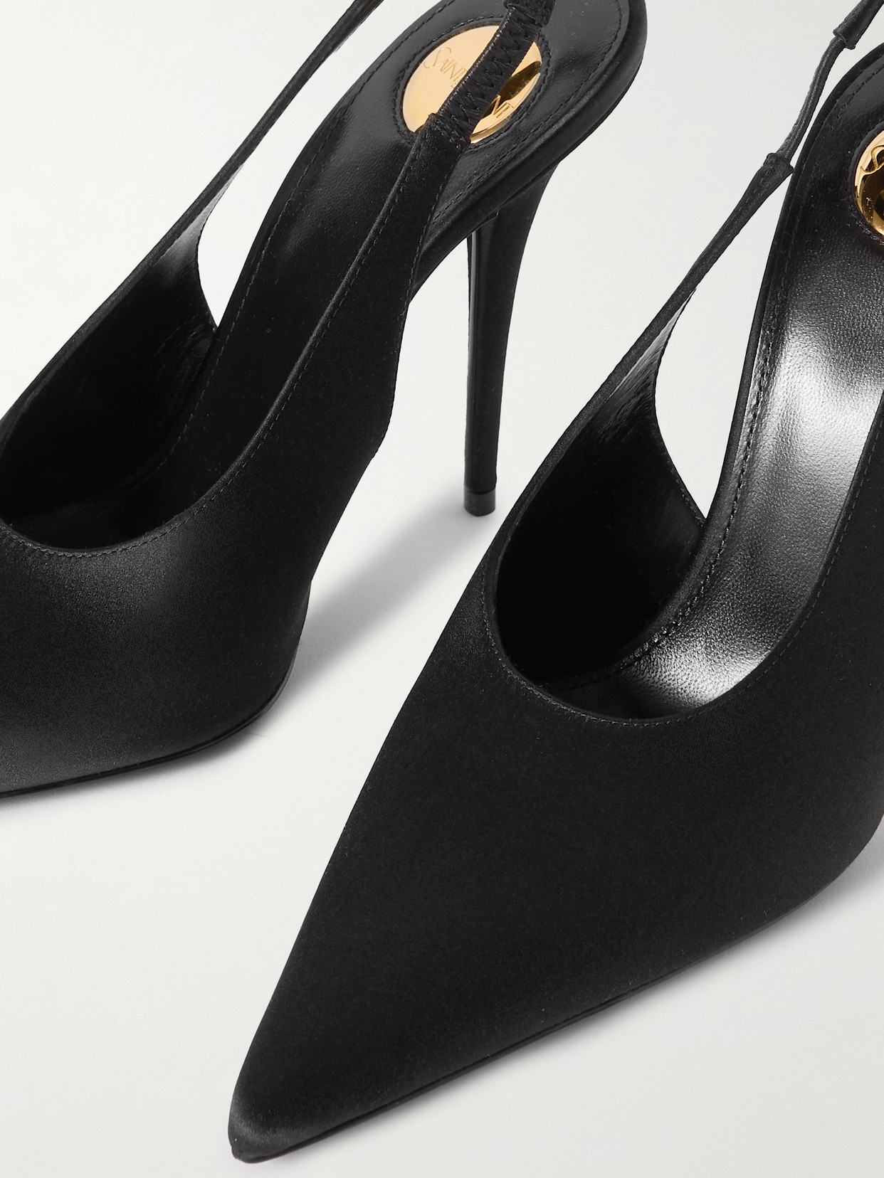 Saint Laurent L'entracte Satin Slingback Pumps In Black