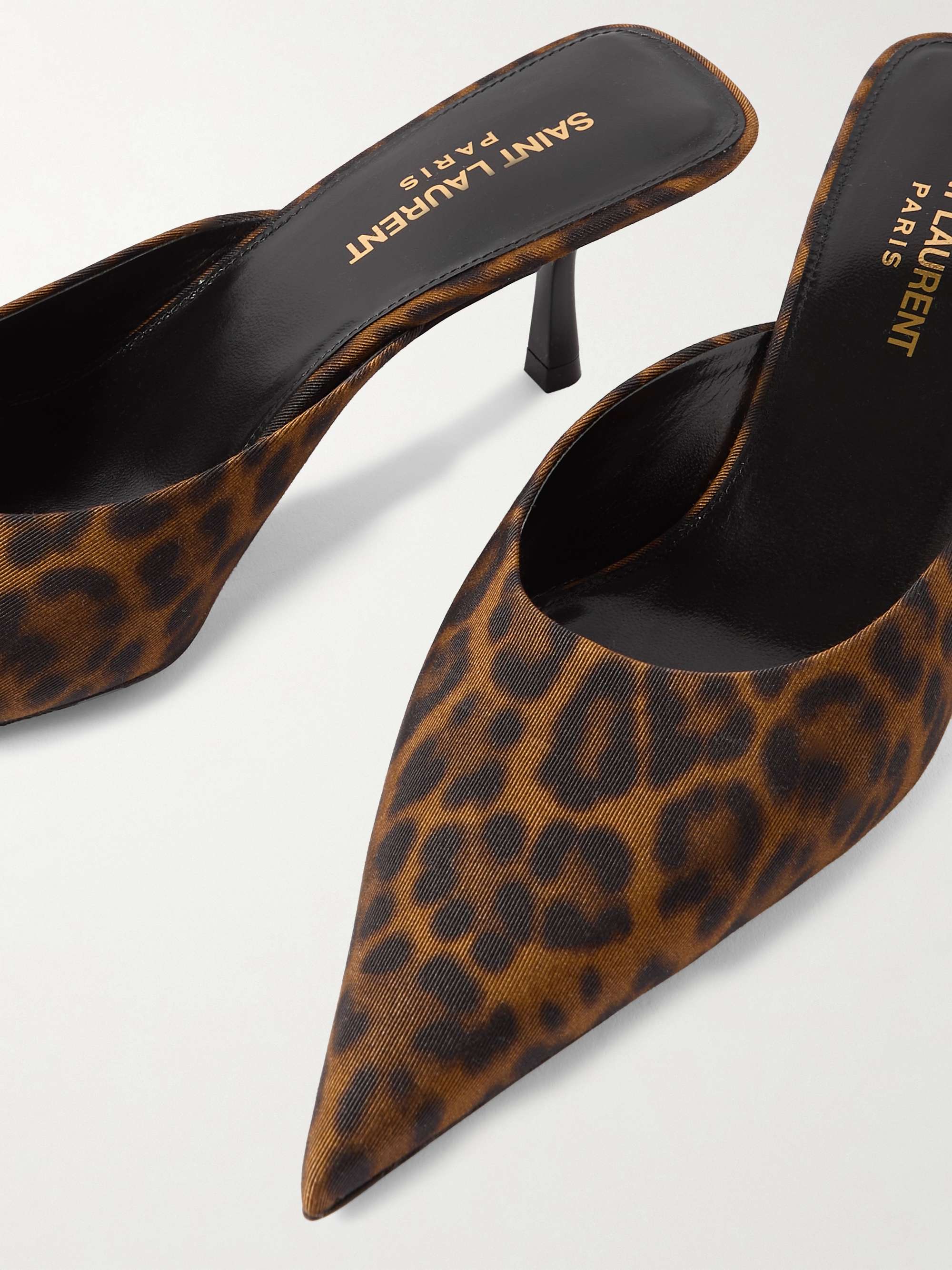 SAINT LAURENT Barbara leopard-print twill point-toe pumps SAINT LAURENT Barbara leopard-print twill point-toe pumps
