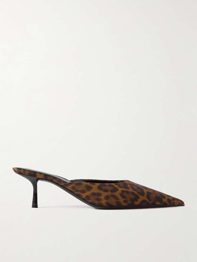 Saint Laurent Barbara Leopard-print Twill Point-toe Pumps