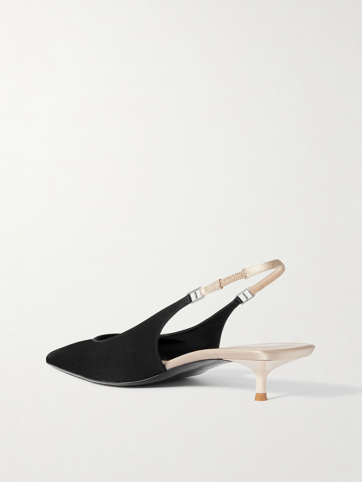 Saint Laurent Cherish Two-tone Satin Slingback Pumps In Black