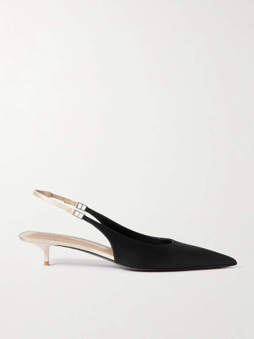 Saint Laurent Cherish Two-tone Satin Slingback Pumps