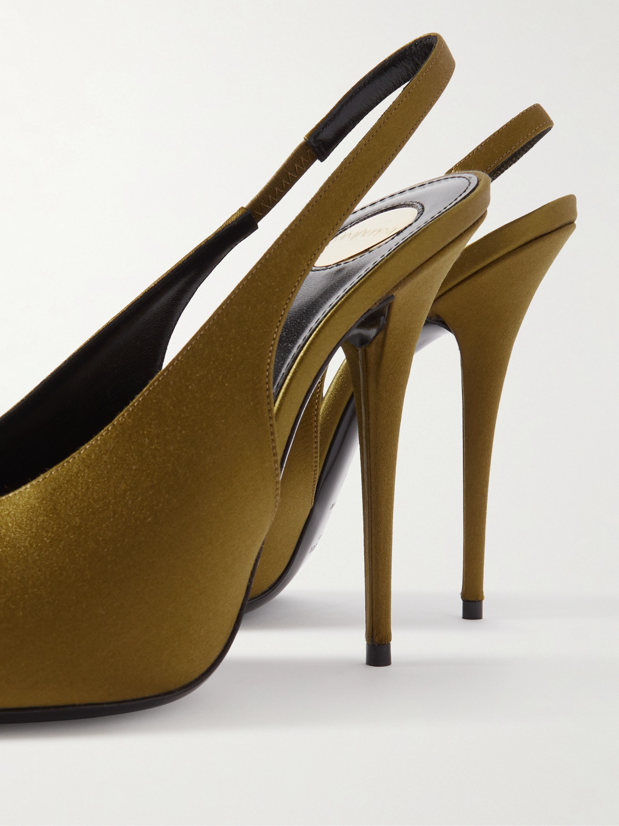 Saint Laurent L'entracte Satin Slingback Pumps In Brown