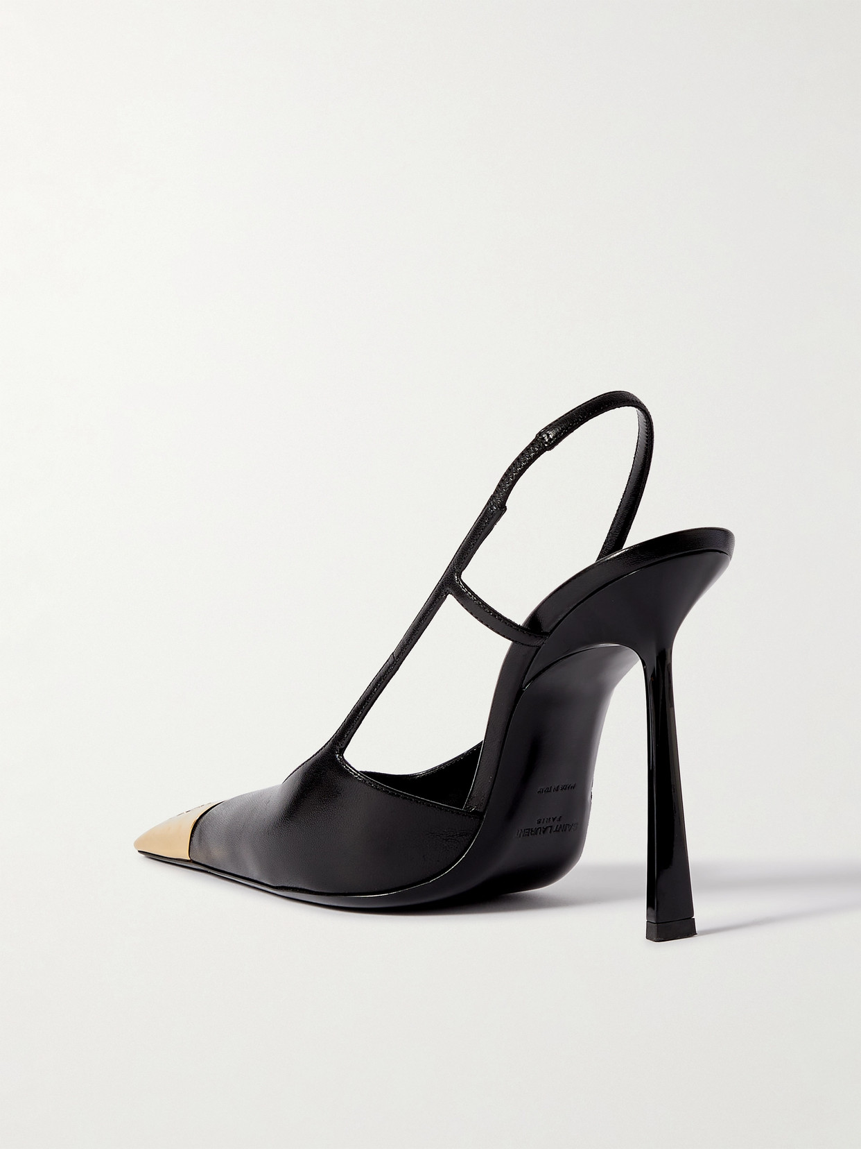 Saint Laurent Jeanne Embellished Glossed-leather Slingback Pumps In Black