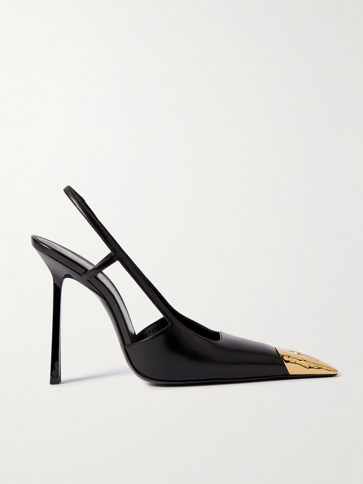 Saint Laurent Jeanne Embellished Glossed-leather Slingback Pumps In Black