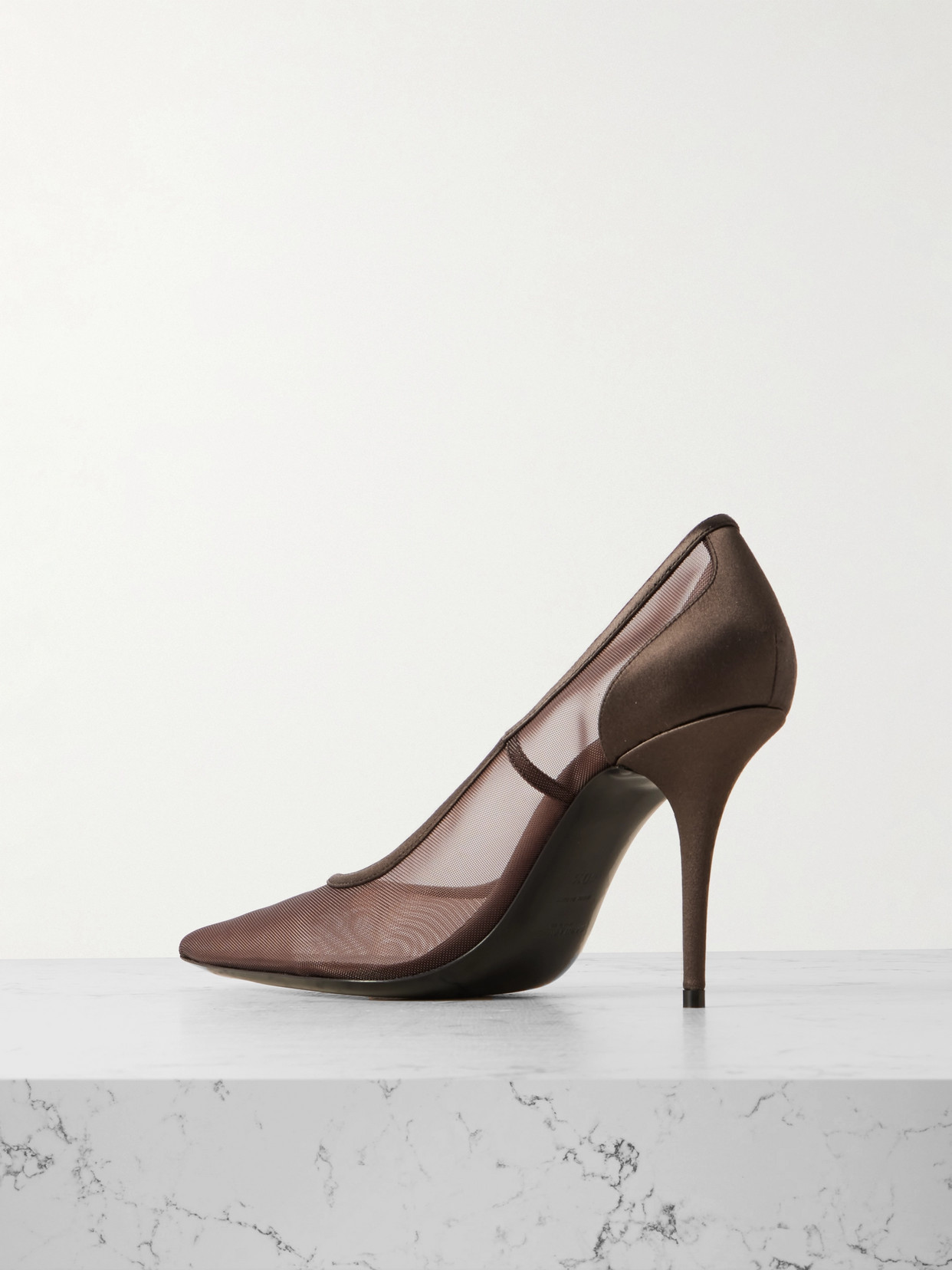 Saint Laurent Norma Satin-trimmed Mesh Pumps In Brown