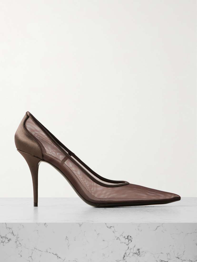 Saint Laurent Norma Satin-trimmed Mesh Pumps
