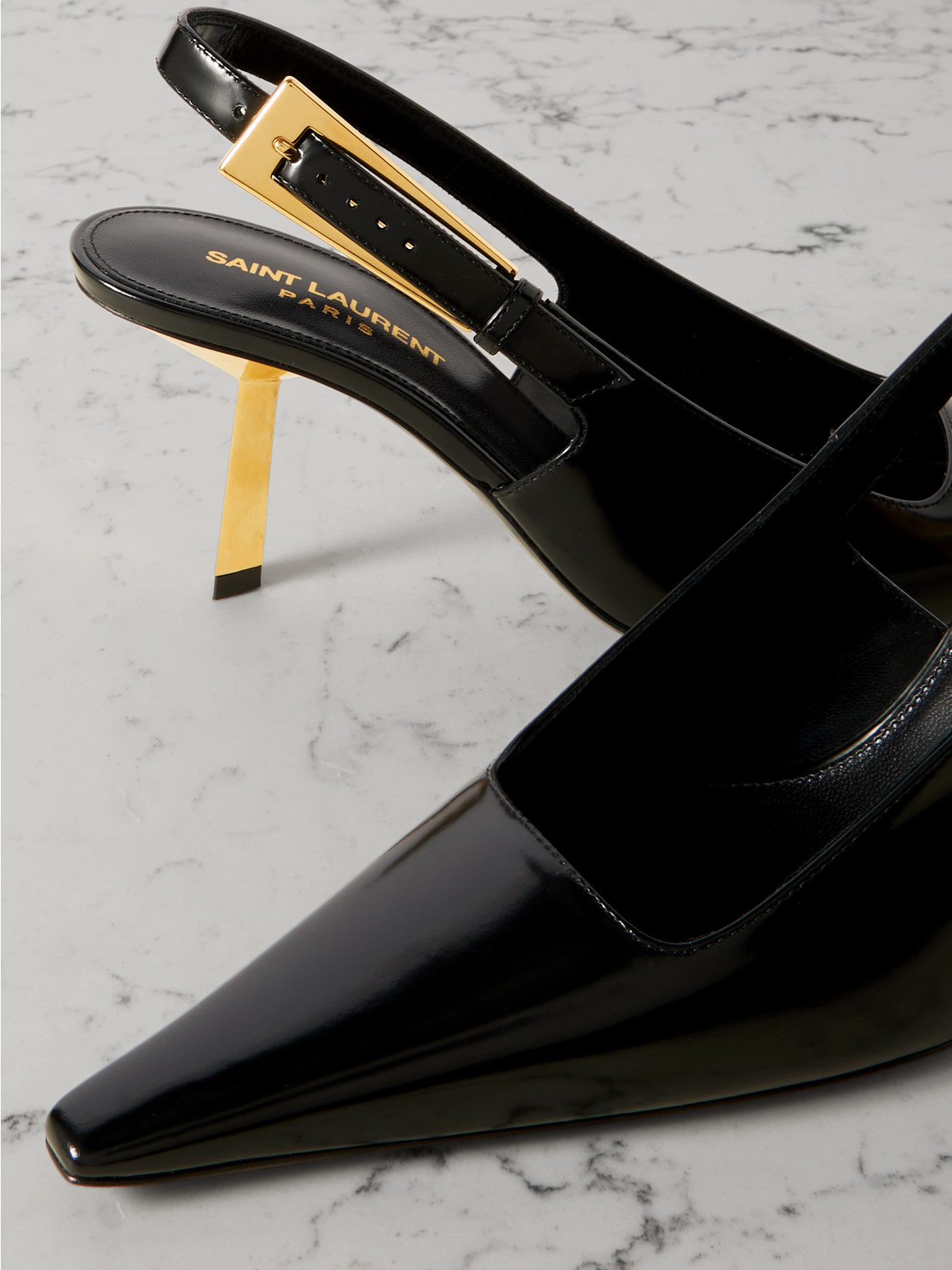 Saint Laurent Graham 110 Patent Leather Slingback Pumps In Black