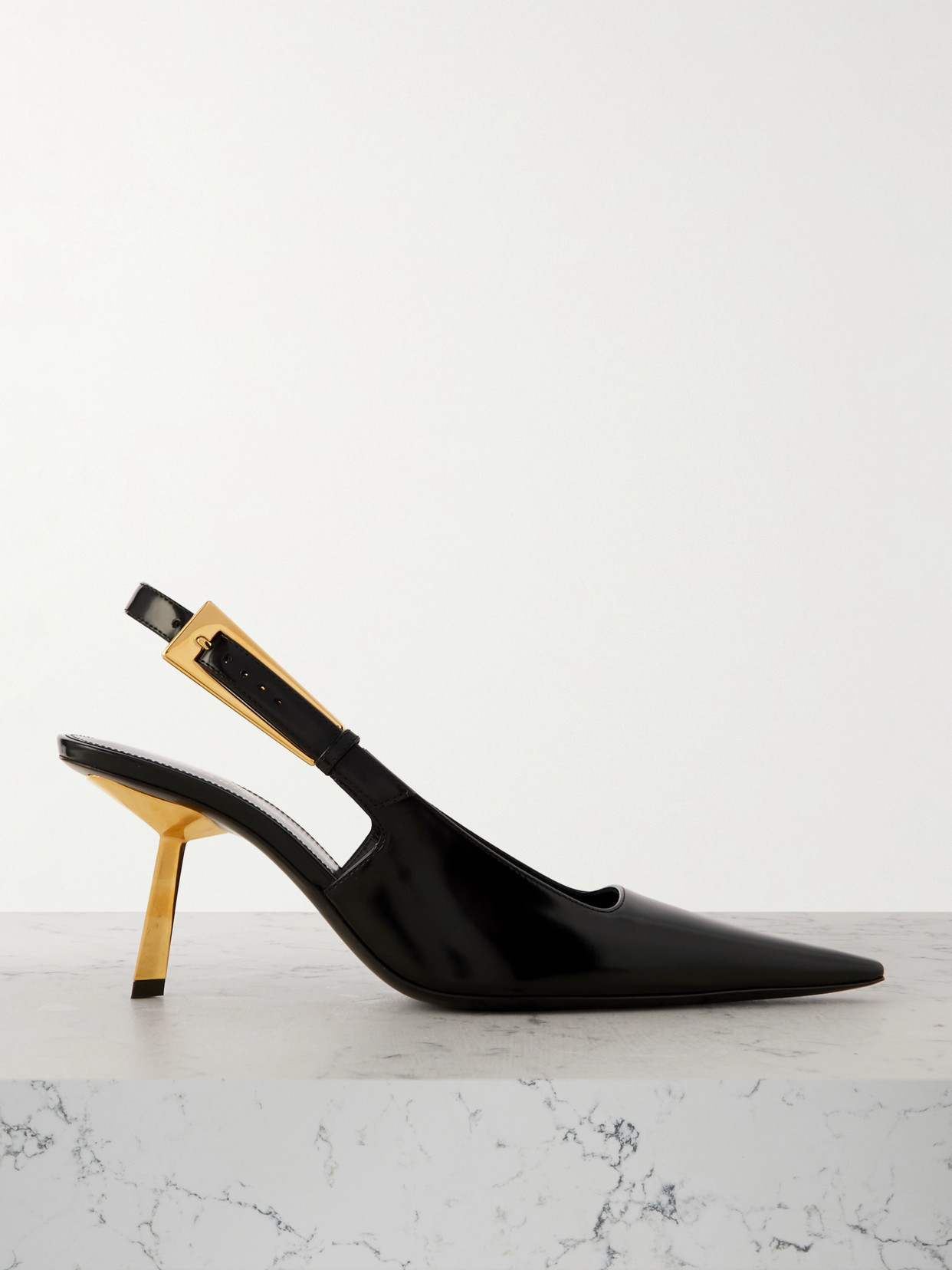 SAINT LAURENT - Lee Leather Slingback Pumps - Black