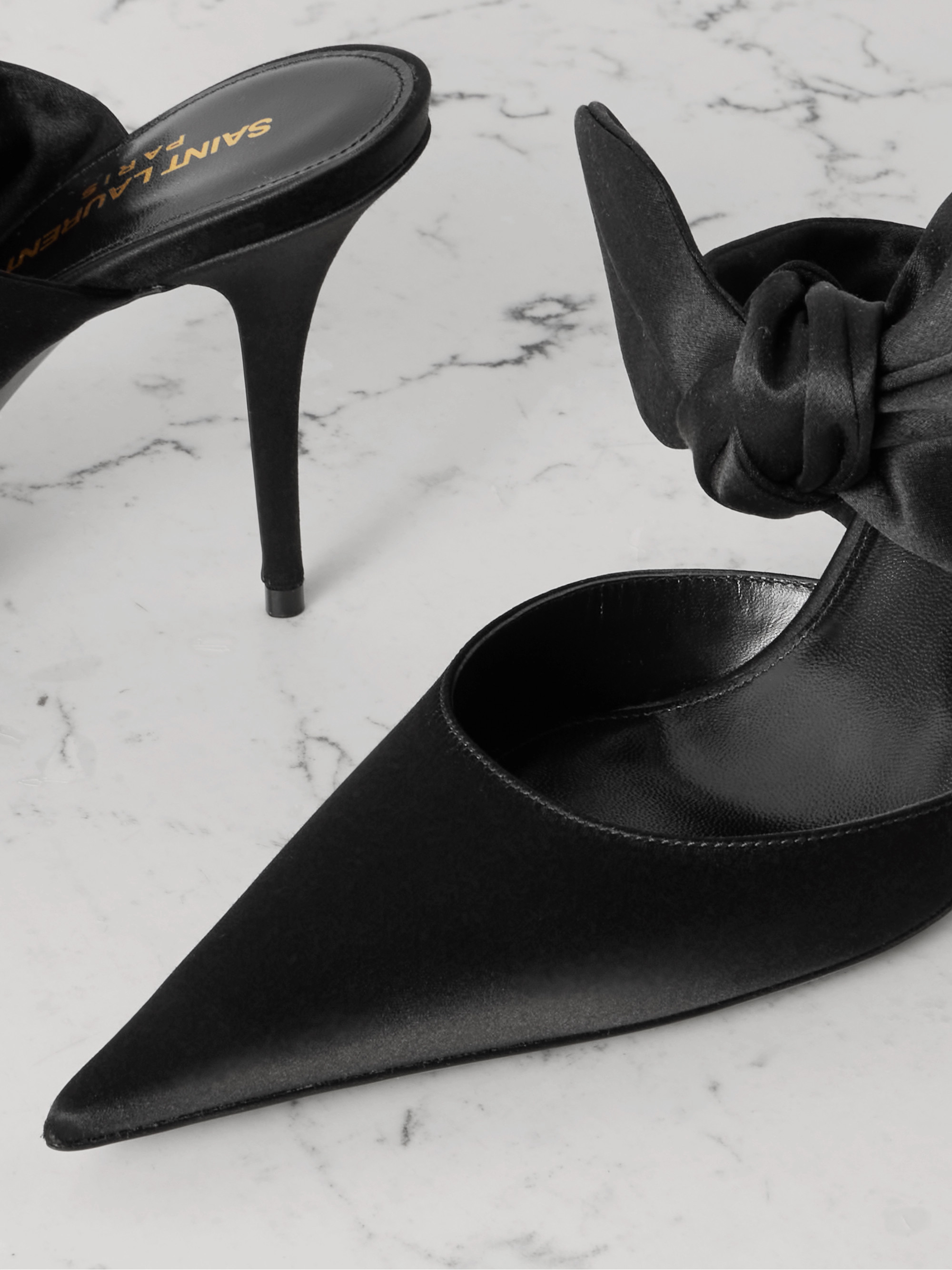 Saint Laurent Barbara bow-detailed satin mules