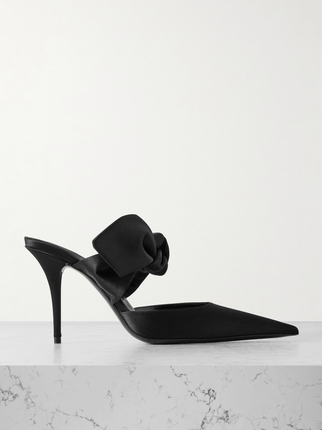 Saint Laurent Barbara 90 Satin Mules In Black