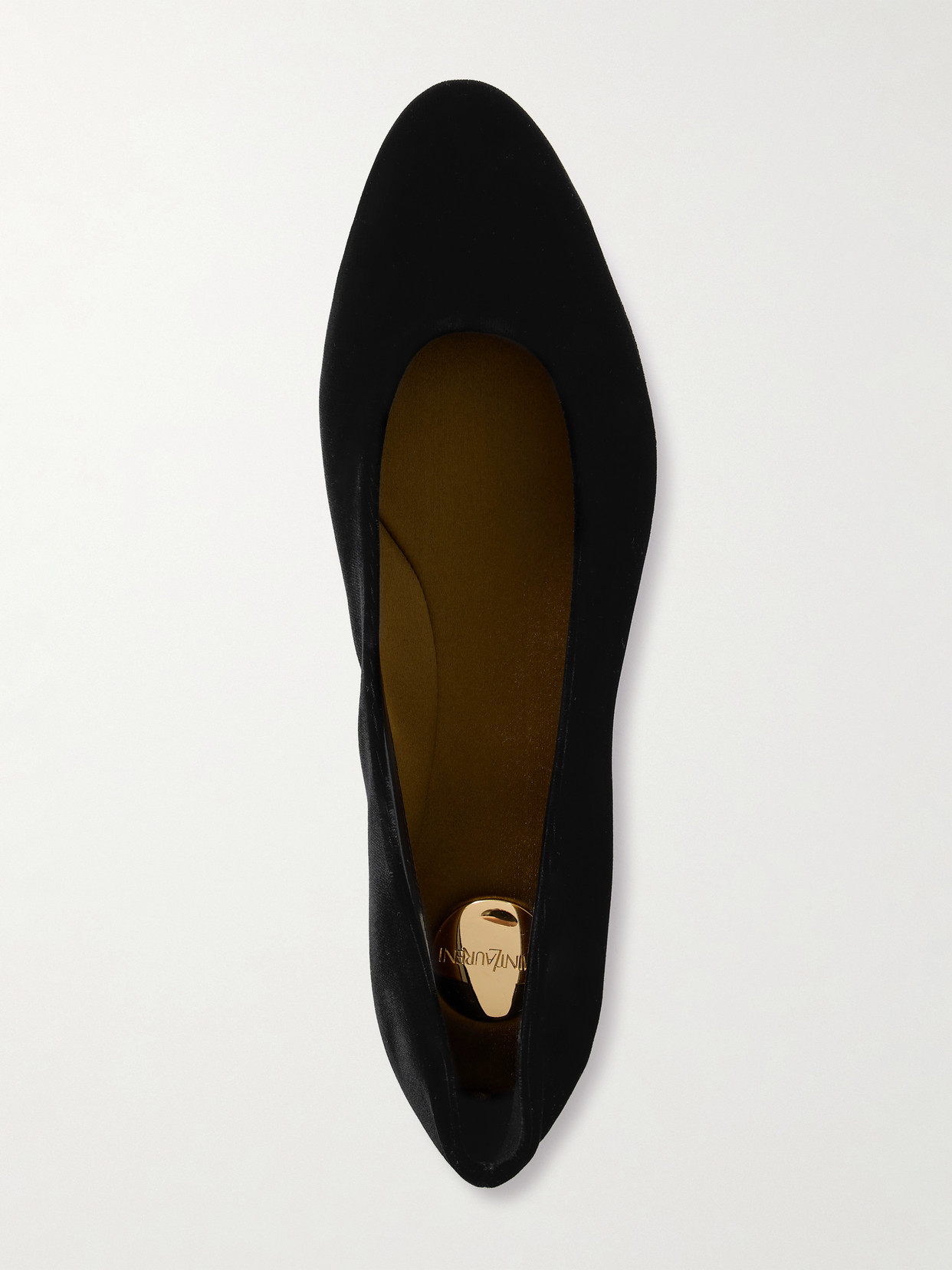Saint Laurent Gio Velvet Ballet Flats In Black
