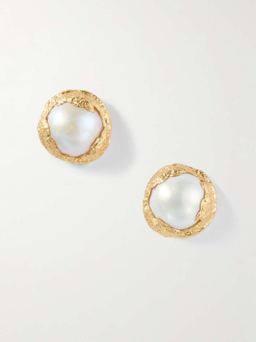 Pacharee Mabe Dhin Gold-plated Pearl Earrings