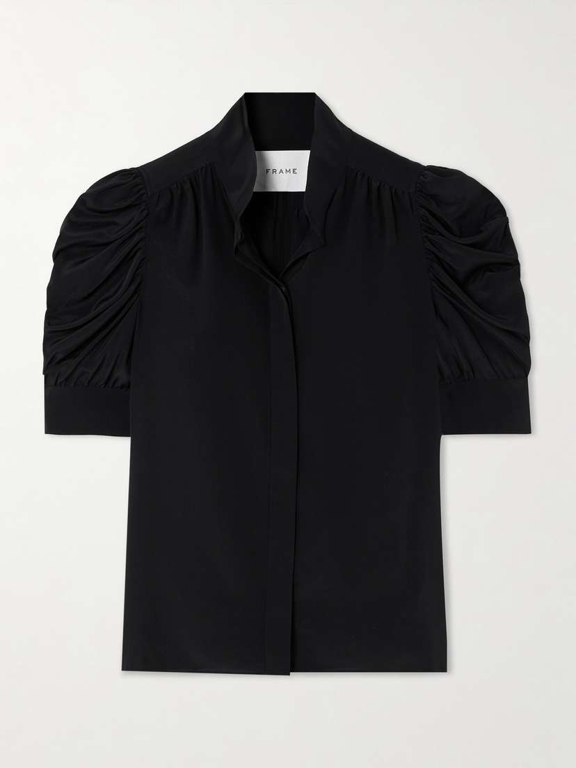 Frame Gillian Ruched Silk-satin Blouse