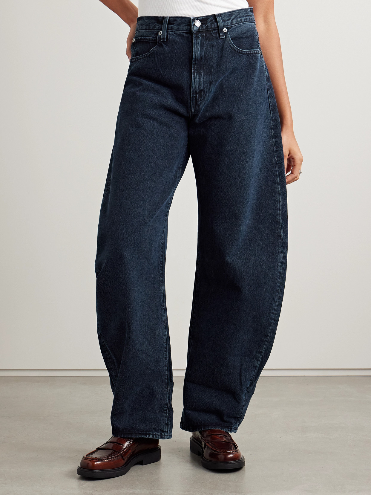 Frame The Bubble High-rise Barrel-leg Jeans In Blue