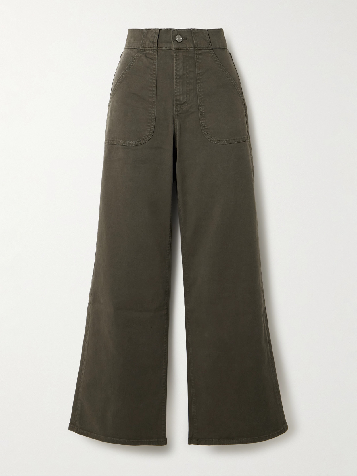 Frame Modern Pocket Cotton-blend Wide-leg Cargo Pants In Green